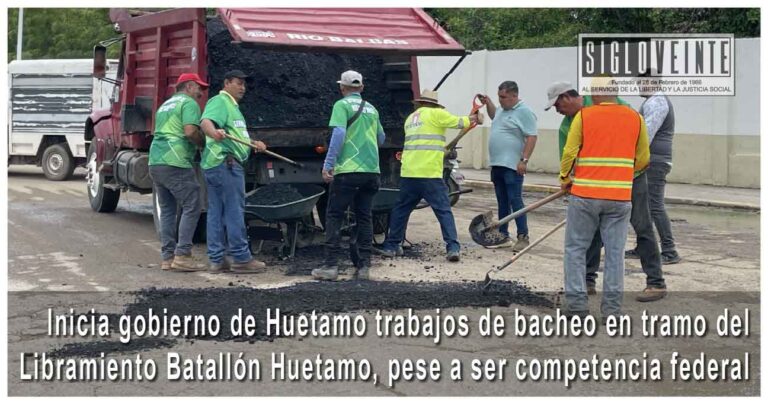 Inicia gobierno de Huetamo trabajos de bacheo en tramo del Libramiento Batallón Huetamo, pese a ser competencia federal