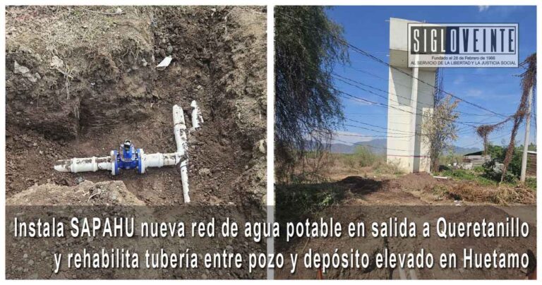 Instala SAPAHU nueva red de agua potable en salida a Queretanillo y rehabilita tubería entre pozo y depósito elevado en Huetamo