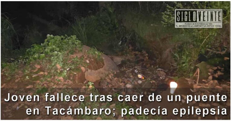 Joven fallece tras caer de un puente en Tacámbaro; padecía epilepsia