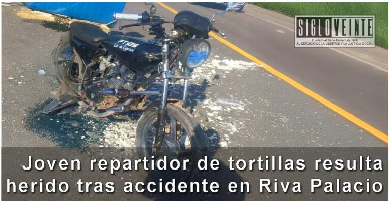 Joven repartidor de tortillas resulta herido tras accidente en Riva Palacio