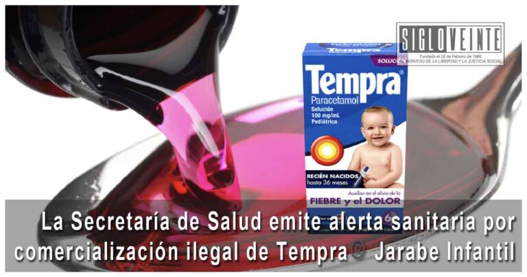 La Secretaría de Salud emite alerta sanitaria por comercialización ilegal de Tempra®️ Jarabe Infantil