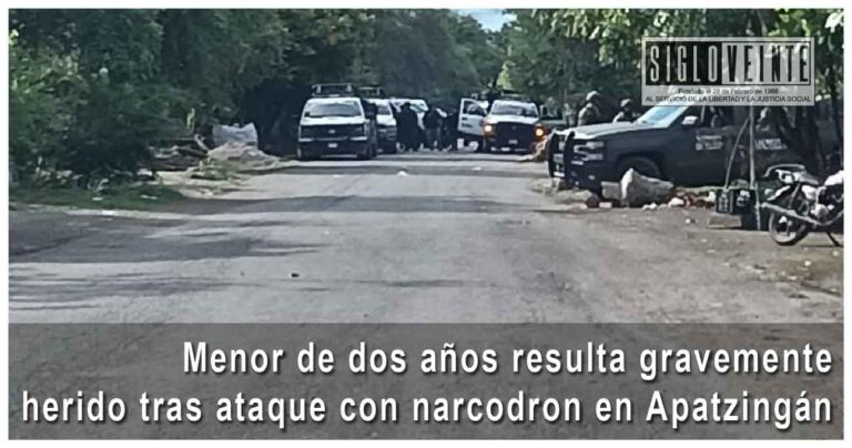 Menor de dos años resulta gravemente herido tras ataque con narcodron en Apatzingán