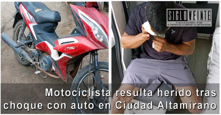 Motociclista resulta herido tras choque con auto en Ciudad Altamirano