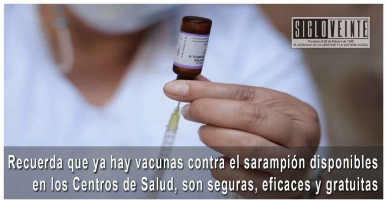 Recuerda que ya hay vacunas contra el sarampión disponibles en los Centros de Salud, son seguras, eficaces y gratuitas