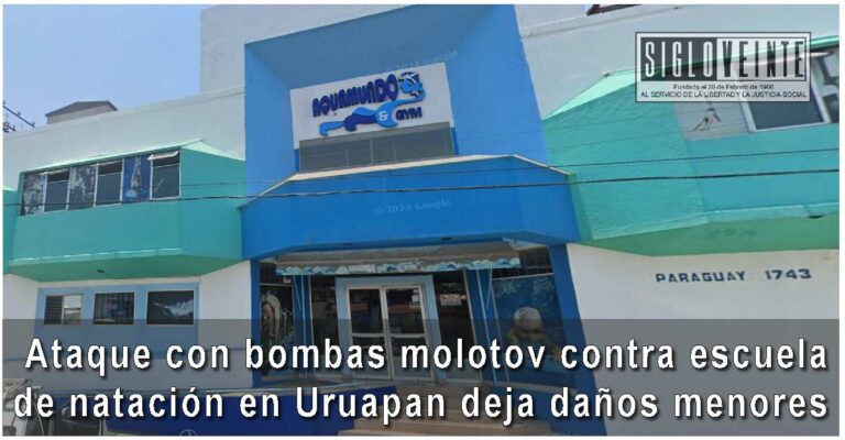 Ataque con bombas molotov contra escuela de natación en Uruapan deja daños menores