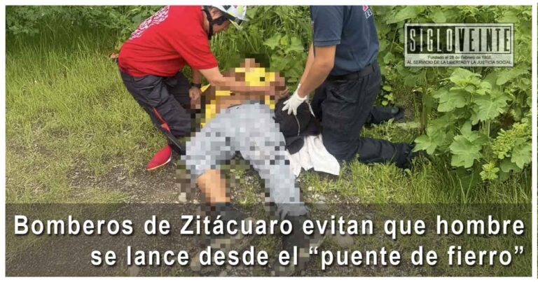 Bomberos de Zitácuaro evitan que hombre se lance desde el “puente de fierro”