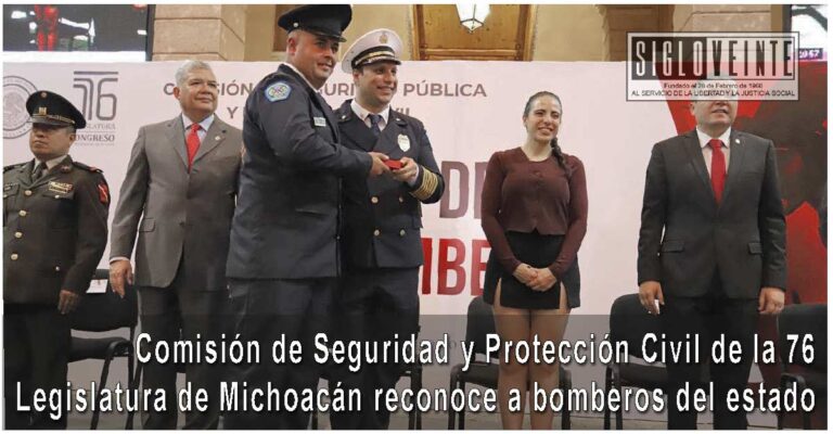 Comisión de Seguridad y Protección Civil de la 76 Legislatura de Michoacán reconoce a bomberos del estado