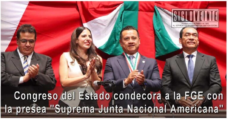 Congreso del Estado condecora a la FGE con la presea «Suprema Junta Nacional Americana»