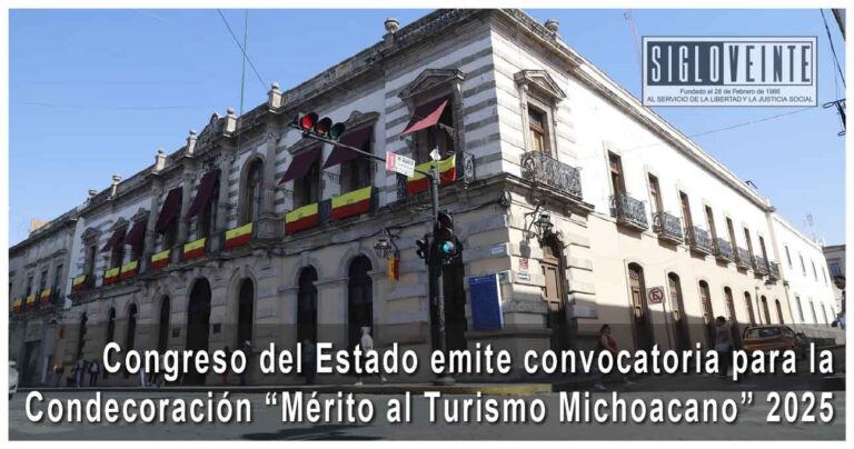 Congreso del Estado emite convocatoria para la Condecoración “Mérito al Turismo Michoacano” 2025