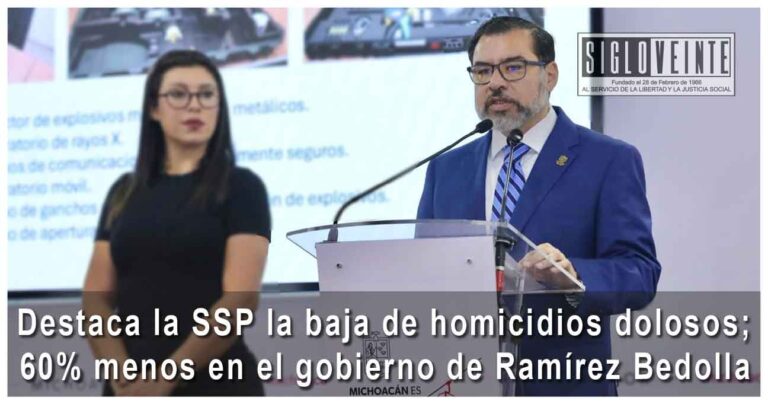 Destaca la SSP la baja de homicidios dolosos; 60% menos en gobierno de Ramírez Bedolla