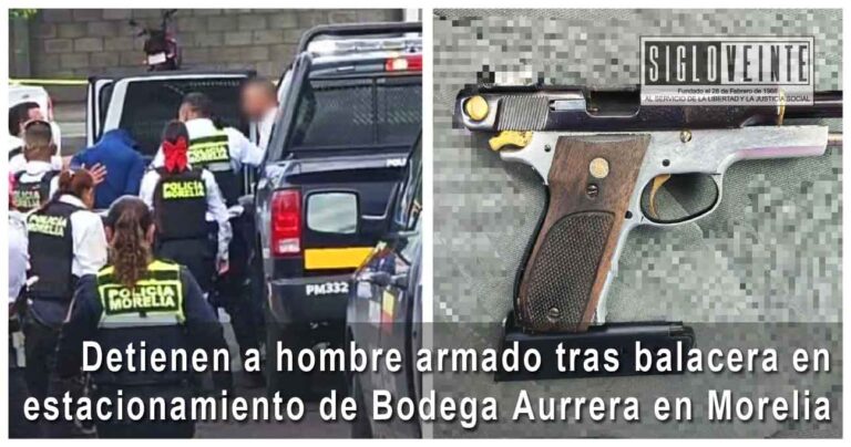 Detienen a hombre armado tras balacera en estacionamiento de Bodega Aurrera en Morelia