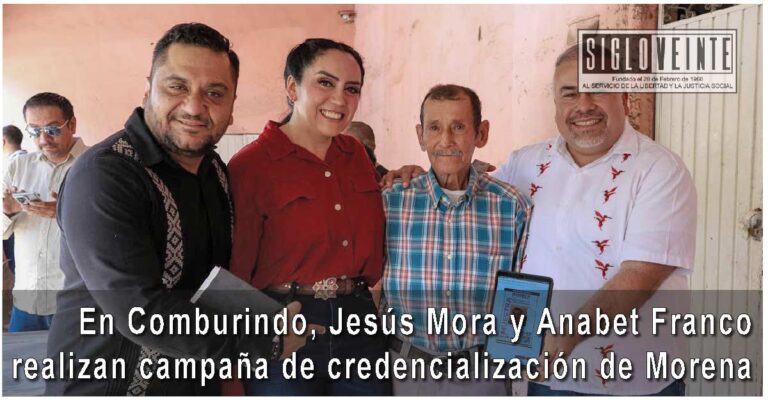 En Comburindo, Jesús Mora y Anabet Franco realizan campaña de credencialización de Morena