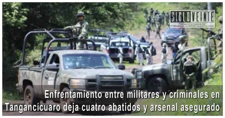 Enfrentamiento entre militares y criminales en Tangancícuaro deja cuatro abatidos y arsenal asegurado