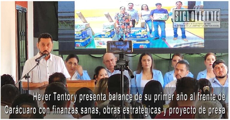 Hever Tentory García presenta balance de su primer año al frente de Carácuaro con finanzas sanas, obras estratégicas y proyecto de presa