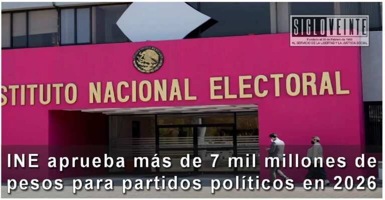 INE aprueba más de 7 mil millones de pesos para partidos políticos en 2026