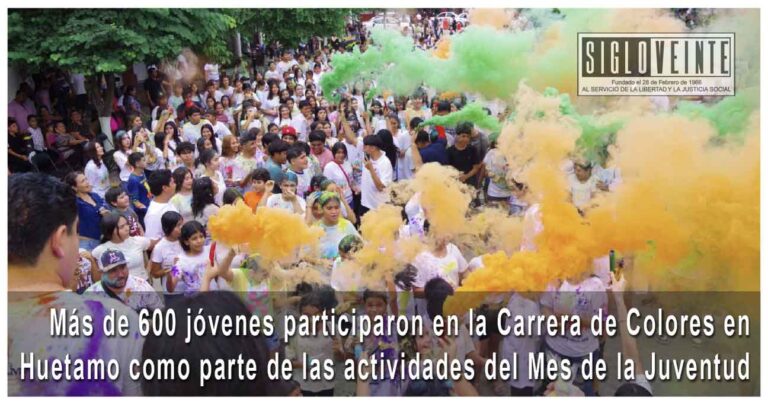 Más de 600 jóvenes participaron en la Carrera de Colores en Huetamo como parte de las actividades del Mes de la Juventud
