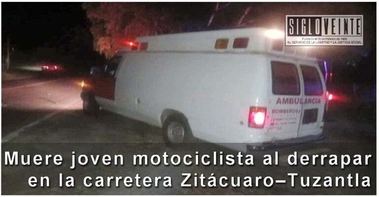 Muere joven motociclista al derrapar en la carretera Zitácuaro–Tuzantla
