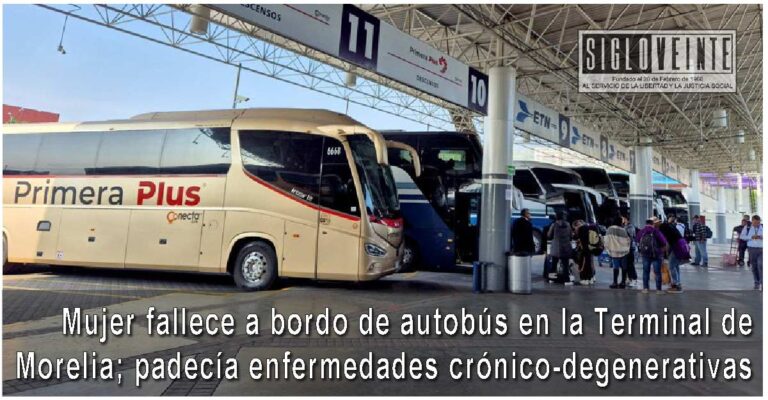 Mujer fallece a bordo de autobús en la Terminal de Morelia; padecía enfermedades crónico-degenerativas
