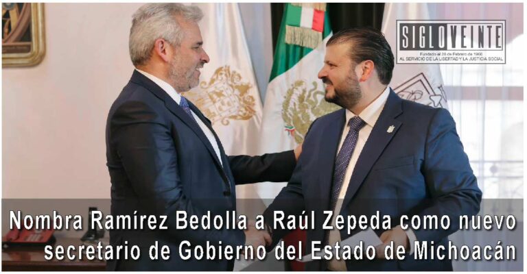 Nombra Ramírez Bedolla a Raúl Zepeda como nuevo secretario de Gobierno del Estado de Michoacán