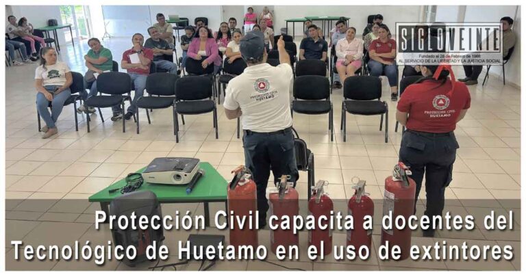 Protección Civil capacita a docentes del Tecnológico de Huetamo en el uso de extintores