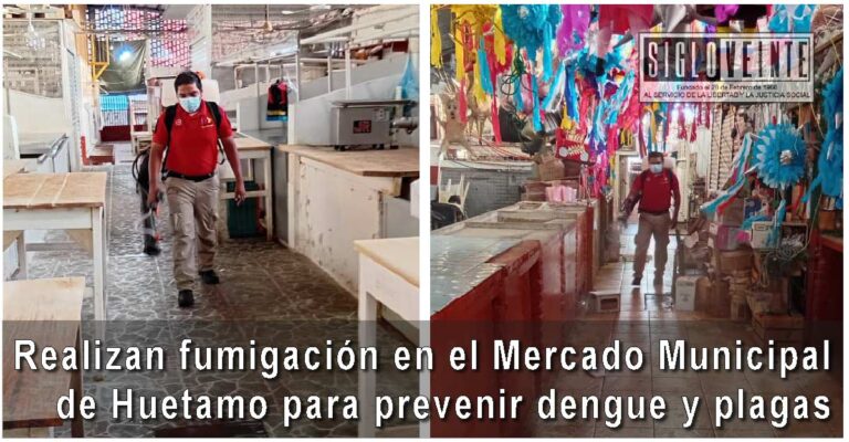 Realizan fumigación en el Mercado Municipal de Huetamo para prevenir dengue y plagas