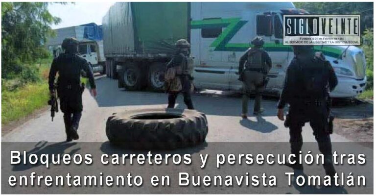 Bloqueos carreteros y persecución tras enfrentamiento en Buenavista Tomatlán