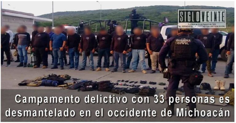 Campamento delictivo con 33 personas es desmantelado en el occidente de Michoacán