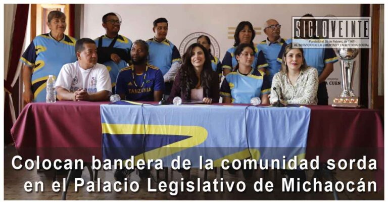 Colocan bandera de la comunidad sorda en el Palacio Legislativo de Michaocán