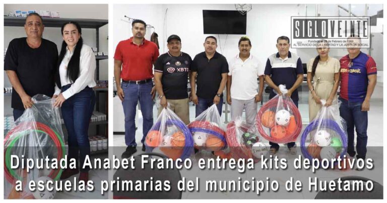 Diputada Anabet Franco entrega kits deportivos a escuelas primarias del municipio de Huetamo