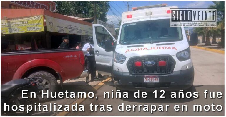 En Huetamo, niña de 12 años fue hospitalizada tras derrapar en moto