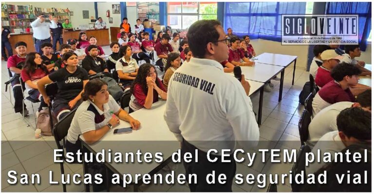 Estudiantes del CECyTEM plantel San Lucas aprenden de seguridad vial