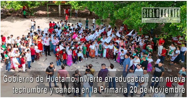 Gobierno municipal de Huetamo invierte en educación con nueva techumbre y cancha en la Escuela Primaria 20 de Noviembre