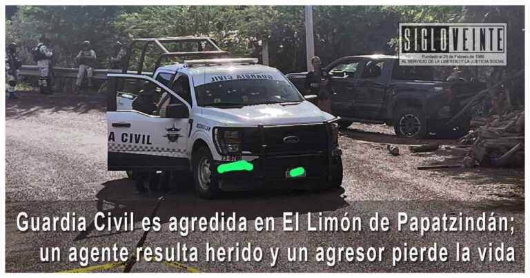 Guardia Civil es agredida en El Limón de Papatzindán; un agente resulta herido y un agresor pierde la vida