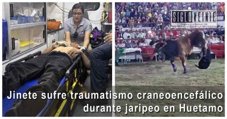 Jinete sufre traumatismo craneoencefálico durante jaripeo en Huetamo