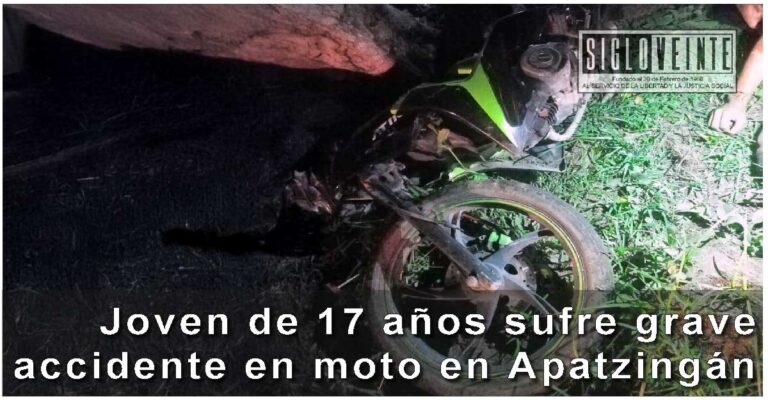 Joven de 17 años sufre grave accidente en motocicleta en Apatzingán