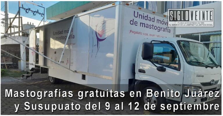 Mastografías gratuitas en Benito Juárez y Susupuato del 9 al 12 de septiembre