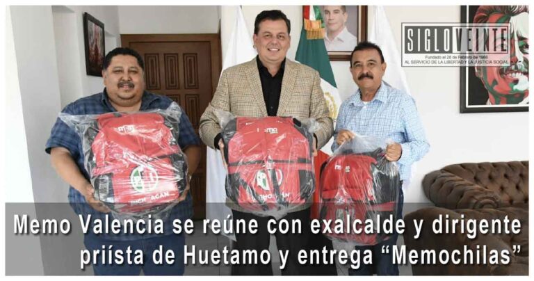Memo Valencia se reúne con exalcalde y dirigente priísta de Huetamo y entrega “Memochilas”