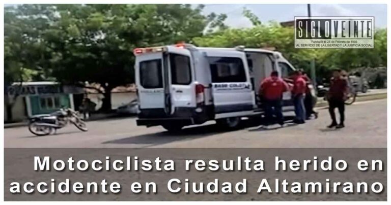 Motociclista resulta herido en accidente en Ciudad Altamirano