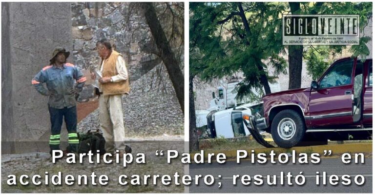 Participa “Padre Pistolas” en accidente carretero; resultó ileso