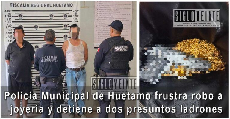 Policía Municipal de Huetamo frustra robo a joyería y detiene a dos presuntos ladrones