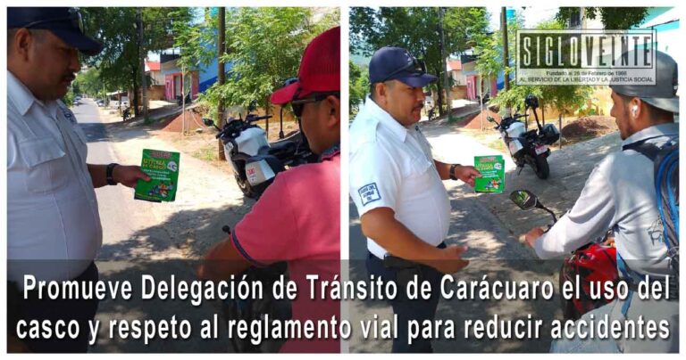 Promueve Delegación de Tránsito de Carácuaro el uso del casco y respeto al reglamento vial para reducir accidentes