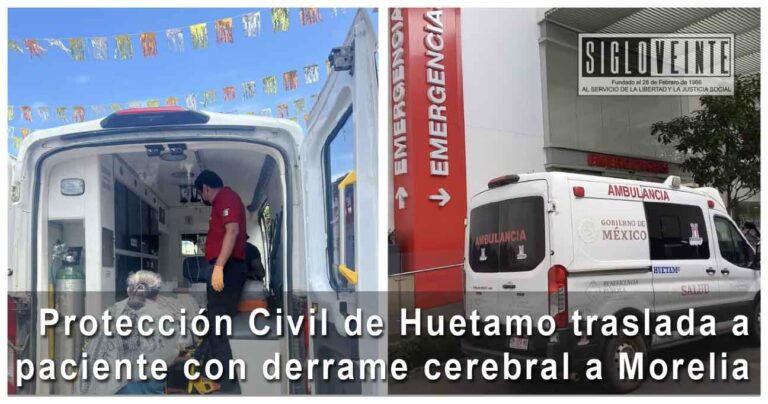 Protección Civil de Huetamo traslada a paciente con derrame cerebral a Morelia