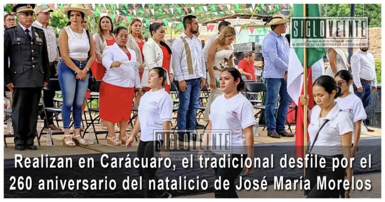 Realizan en Carácuaro, el tradicional desfile por el 260 aniversario del natalicio de José María Morelos