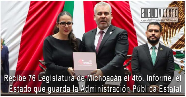 Recibe 76 Legislatura de Michoacán el 4to. Informe del Estado que guarda la Administración Pública Estatal