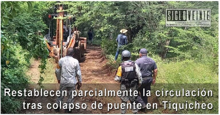 Restablecen parcialmente la circulación tras colapso de puente en Tiquicheo