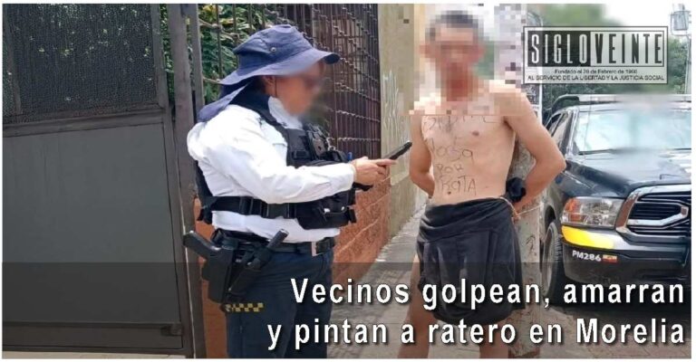 Vecinos golpean, amarran y pintan a ratero en Morelia