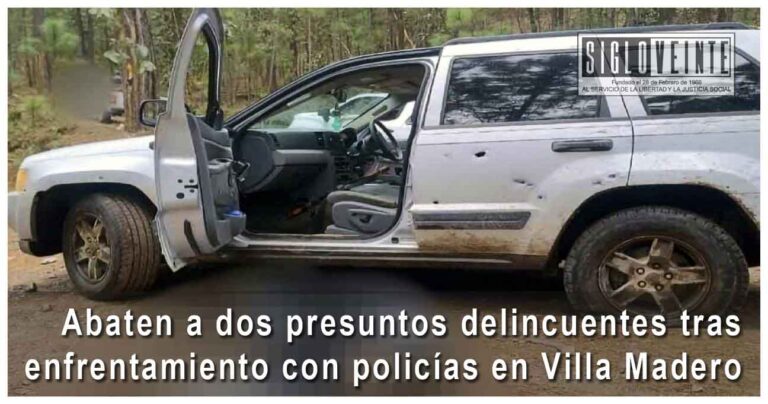 Abaten a dos presuntos delincuentes tras enfrentamiento con policías en Villa Madero