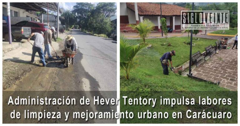 Administración de Hever Tentory impulsa labores de limpieza y mejoramiento urbano en Carácuaro