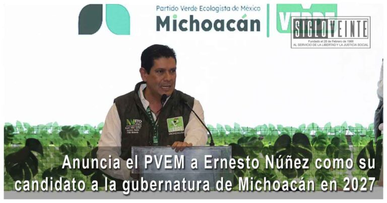 Anuncia el PVEM a Ernesto Núñez como su candidato a la gubernatura de Michoacán en 2027