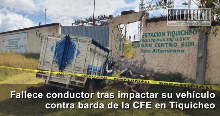 Fallece conductor tras impactar su vehículo contra barda de la CFE en Tiquicheo